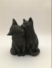 VINTAGE CAST BRIONZE KISSING CATS BY ARTIST PAUL JENKINS picture