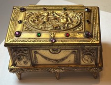 Antique Victorian Renaissance Revival Jeweled Jewelry Box ~ Casket/Trinket/Desk picture