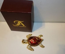 Taylor Avedon Collectible red gold Turtle TRINKET BOX new+ box $140 picture