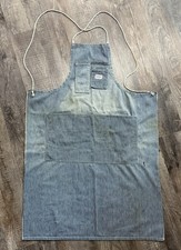Vintage 1950s Hickory Stripe Denim Shop Apron Workwear Worn Distressed picture