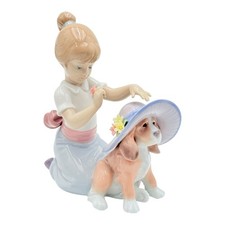 Lladro An Elegant Touch Porcelain Figurine #6862 Girl with Puppy Dog RETIRED picture