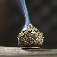 Small Asian Style Lotus Incense Holder Mini Zen Decor Inscent Cone Burner Gift picture