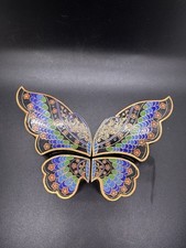 4 Piece Vintage Cloisonne Butterfly Shaped Floral Trinket Boxes picture