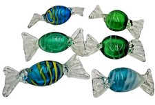 Vintage Late 20th Century Art Glass Cellophane Candy Set Of 6 picture