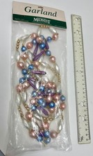 Vintage Midwest of Cannon Falls Holiday Bead Garland Pastel Colors Tablescape 6' picture