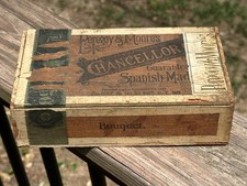 1890s Peregoy & Moore Spanish Made Chancellor wooden cigar box Council Bluffs IA picture