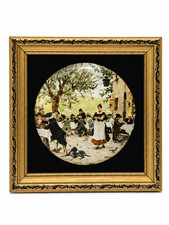 Vintage Staffordshire Ceramic Wall Plaque Framed Print Tavern Scene 1889 picture