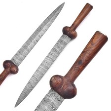 Authentic Bollock Dagger in Damascus Steel – Renaissance Fair Collectible Knife picture