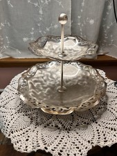 VINTAGE WMF IKORA  2 TIER TRAY BRUSHED SILVER  MCM CANDY DISH picture