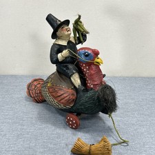 Vintage Leo Smith Thanksgiving Pilgrim Riding Turkey Folk Art Signed Numbered picture