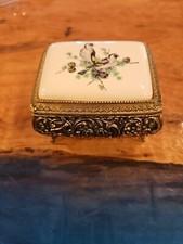 Vtge Sankyo Japan Mockingbird Birds in Pine Tree  Trinket Music Box picture