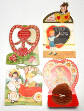 4 Vintage 1930- Early 40's Valentine Greeting Cards Used Nice Good picture
