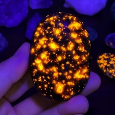 Rare Yooperlite Palm Stone Glowing Gem Healing Crystal UV Reactive Flame Stone picture