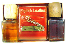 Vtg. English Leather After Shave Gift Set 2- 2 Oz Bottles Nail Clipper & Knife picture