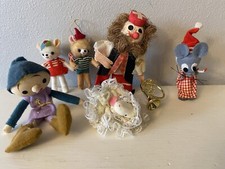 6 VTG Cloth Fabric Christmas Ornaments Elf, Bear, Mouse, Felix Daetwyler, Russ picture