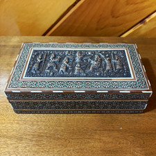 Antique Persian Khatam Kari Jewelry Box. Qajar dynasty era. picture