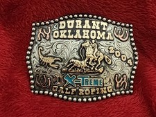 X~Treme Calf Roping Rodeo Champion Trophy Buckle☆Durant Oklahoma☆2004☆185 picture