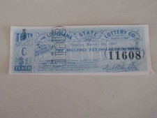 1887 LOUSIANNA STATE LOTTERY TICKET Class
