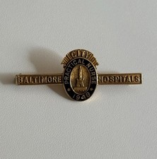 Vintage 1949 Baltimore City Hospitals 10K Gold Nursing Pin Fetting Black Enamel  picture