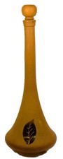 RARE Vintage Amber Satin Glass Tall Decanter, c1930 UNIQUE Leaf Design 15