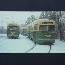 Postcard PA Philadelphia PTC Cars 2258 2679 Trolley Streetcar Snow Malvern Loop picture