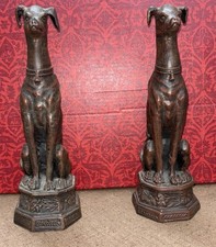 Vintage Art Deco saluki statue set Greyhound figurine bookends Borzoi figurines. picture