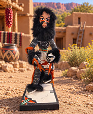 Native American Kachina Doll Figure  Painted Wood. 2 Small Tears ( See Picture) picture