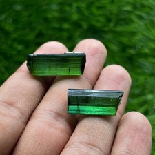 Natural Chrome Green Tourmaline Rough Lot, 27 Ct Pencil Crystals, 2 Pcs picture