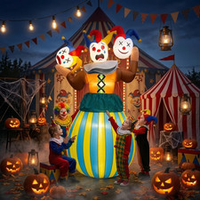 8FT Giant Halloween Inflatables Outdoor Blow up 3 Headed Clown picture