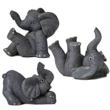 Set of 3 Grey Resin Elephant Statues - Home Decor, Animal Figurines, Feng Shui G picture