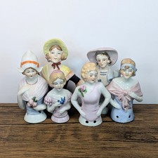 Antique - c. 1920s Lot of 6 Porcelain Half Dolls, Flapper Girls Art Deco picture