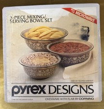 Vintage Pyrex Festive Harvest 430-157 Mixing Bowl Set 3 Piece NOS Unopened 1988 picture