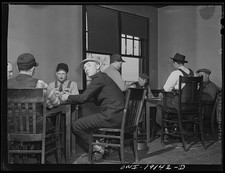 Fort Madison Iowa 1943 Santa Fe Railroad Men Playing Cards Reading Room picture