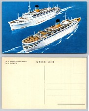 Greek Line T.s.s. Queen Anna Maria T.s.s. Olympia Ships Postcard picture