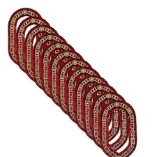 Masonic Blue Lodge Officer Chain Collars Set of 12 with Jewels Maroon Back picture