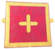 Antique Catholic Priests Red Altar Burse Liturgical Vestment Bursa Brocade Latin picture