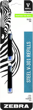 Steel, V-Refill Fountain Pen Ink Cartridge Refill, 0.7mm Fine Point, Black Ink, picture
