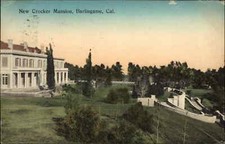 Burlingame California CA New Crocker Mansion c1920s-40s Postcard picture