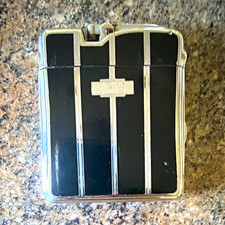 Vintage Ronson Black & Silver Tone Enamel with Built In Lighter.  picture