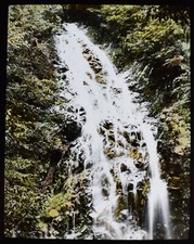 ANTIQUE Magic Lantern Slide SPIDERS WEB WATERFALL C1910 PHOTO picture