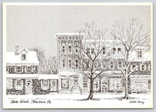 Newtown PA State Street Winter Edith Barry Art Postcard Mr. Forms Corp. picture