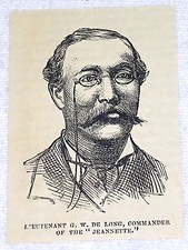 small 1882 magazine engraving ~ LIEUTENANT G.W. DE LONG, Commander of JEANNETTE  picture