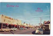 Indio California CA Vintage Postcard Downtown Street Scene Parked Autos picture