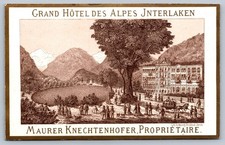 VTC GRAND HOTEL DES ALPES INTERLAKEN SWITZERLAND C1880 nice graphics /rare picture