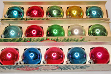 Lot Vintage Glass Assorted Multicolor BALL Christmas Ornament Shiny Brite w Box picture