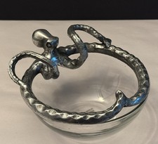 Metal Ocotopus Glass Bowl Decorative Collectible Trinket Jewelry Dish Bowl picture