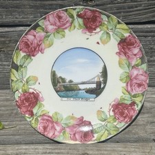 Early Antique Old Chain Bridge Newburyport Porcelain Plate Germany Bon March’e picture