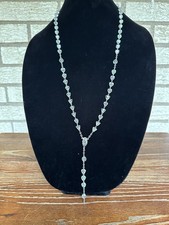 Vintage Sterling Silver AB Crystal Faceted Glass Beads Rosary Necklace Read Desc picture