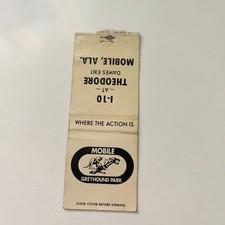 Mobile Greyhound Park Where Action Is Mobile AL Vintage Matchbook Cover TMB82-3 picture