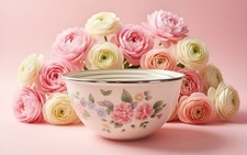 4 PFALTZGRAFF Tea Rose Enamel Nesting Set Bowls French Country, EXCELLENT Condit picture